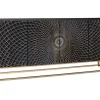 Design Sideboard ILLUSION 180cm schwarz Mangoholz Massivholz mit 3D Schnitzereien gold Eisen Metallgestell