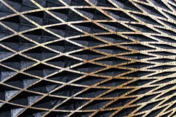 Design Sideboard ILLUSION 180cm schwarz Mangoholz Massivholz mit 3D Schnitzereien gold Eisen Metallgestell