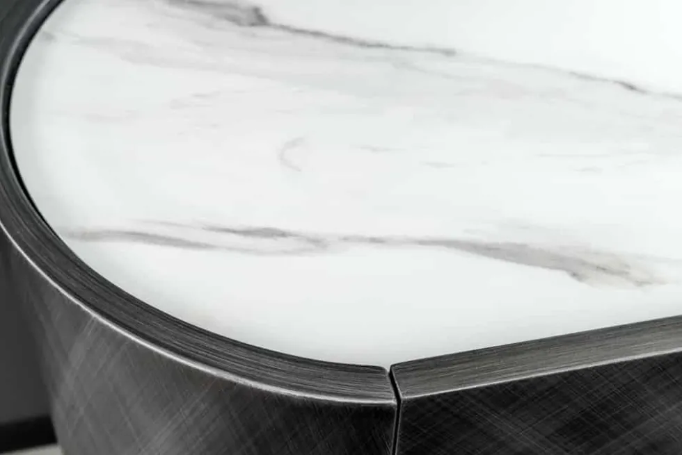 Design Sideboard REFLECTION 150cm weiß Keramik Marmor anthrazit 3D Effekt brushed Finish
