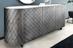 Design Sideboard REFLECTION 150cm weiß Keramik Marmor anthrazit 3D Effekt brushed Finish