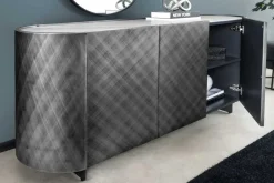 Design Sideboard REFLECTION 150cm weiß Keramik Marmor anthrazit 3D Effekt brushed Finish
