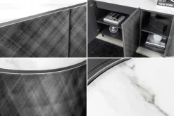Design Sideboard REFLECTION 150cm weiß Keramik Marmor anthrazit 3D Effekt brushed Finish