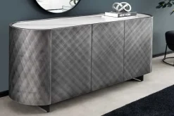Design Sideboard REFLECTION 150cm weiß Keramik Marmor anthrazit 3D Effekt brushed Finish