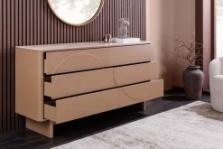 Design Sideboard SAVOY 150cm grau beige greige Keramik Travertin mit sechs Schubladen