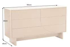Design Sideboard SAVOY 150cm grau beige greige Keramik Travertin mit sechs Schubladen