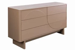 Design Sideboard SAVOY 150cm grau beige greige Keramik Travertin mit sechs Schubladen