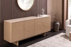 Design Sideboard SAVOY 180cm grau beige greige Travertin Keramik Stauraum 3D-Front