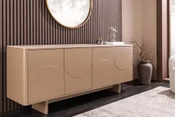 Design Sideboard SAVOY 180cm grau beige greige Travertin Keramik Stauraum 3D-Front