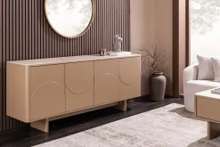 Design Sideboard SAVOY 180cm grau beige greige Travertin Keramik Stauraum 3D-Front