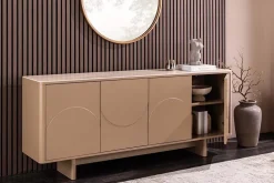 Design Sideboard SAVOY 180cm grau beige greige Travertin Keramik Stauraum 3D-Front