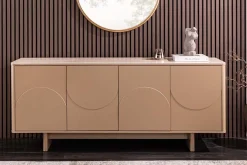 Design Sideboard SAVOY 180cm grau beige greige Travertin Keramik Stauraum 3D-Front
