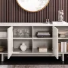 Design Sideboard SAVOY 180cm kaschmir weiß Marmor Keramik mit Stauraum und 3D-Front