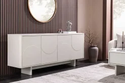 Design Sideboard SAVOY 180cm kaschmir weiß Marmor Keramik mit Stauraum und 3D-Front