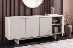 Design Sideboard SAVOY 180cm kaschmir weiß Marmor Keramik mit Stauraum und 3D-Front