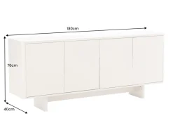 Design Sideboard SAVOY 180cm kaschmir weiß Marmor Keramik mit Stauraum und 3D-Front