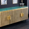 Design Sideboard VENEZIANO 160cm messing grün Marmorplatte Mangoholz Retro