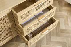 Design Sideboard VIENNA 155cm Wiener Geflecht Rattan Kommode mit Schubladen