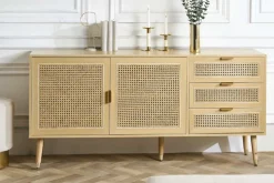 Design Sideboard VIENNA 155cm Wiener Geflecht Rattan Kommode mit Schubladen