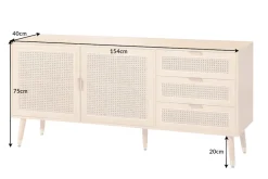 Design Sideboard VIENNA 155cm Wiener Geflecht Rattan Kommode mit Schubladen