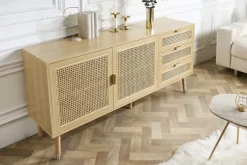 Design Sideboard VIENNA 155cm Wiener Geflecht Rattan Kommode mit Schubladen
