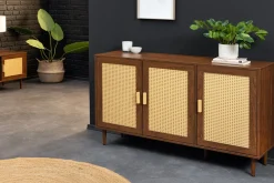 Design Sideboard VIENNA 120cm braun Wiener Geflecht Kommode