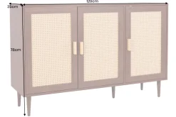 Design Sideboard VIENNA 120cm braun Wiener Geflecht Kommode