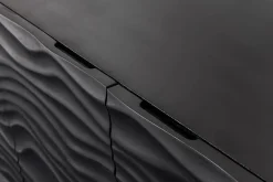 Design Sideboard WAVE 160cm schwarz Mangoholz Massivholz mattgold Metallbeine