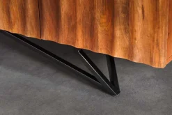 Design Sideboard ZEN 180cm braun Mangoholz mit 3D Schnitzereien Metallgestell schwarz handmade