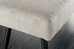 Design Sitzbank BOUTIQUE 100cm hellgrau Cord schwarze Metallbeine