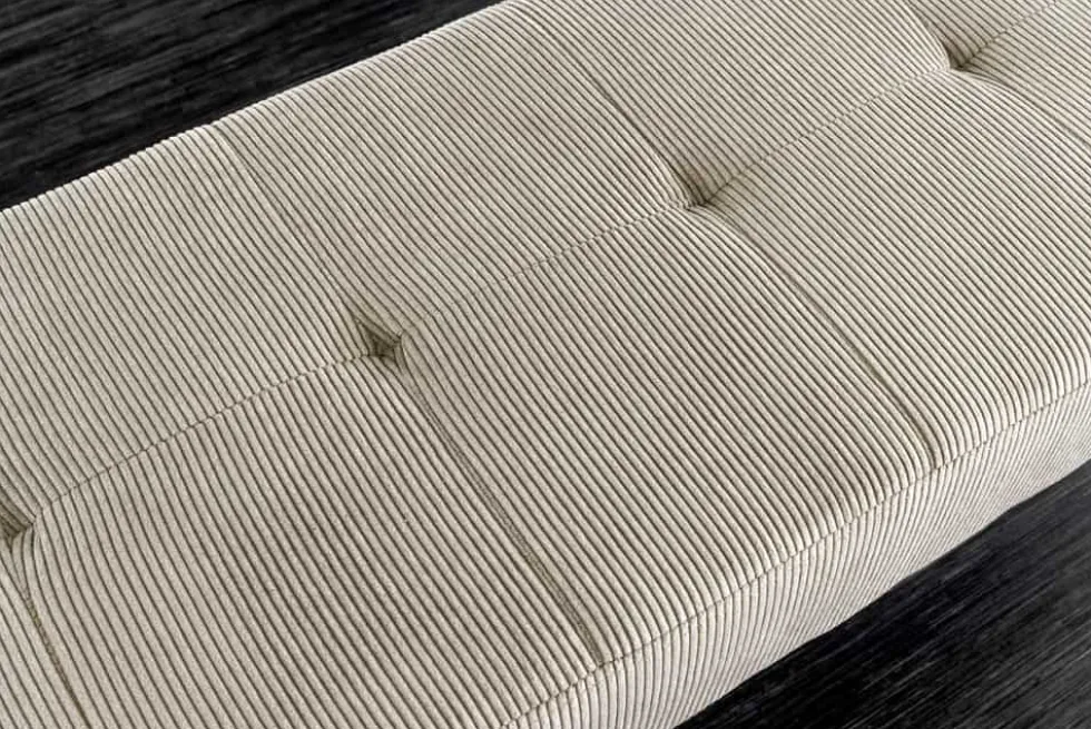 Design Sitzbank BOUTIQUE 100cm hellgrau Cord schwarze Metallbeine