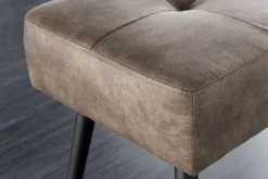 Design Sitzbank BOUTIQUE 100cm antik taupe Microfaser schwarze Metallbeine Polsterbank