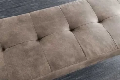 Design Sitzbank BOUTIQUE 100cm antik taupe Microfaser schwarze Metallbeine Polsterbank