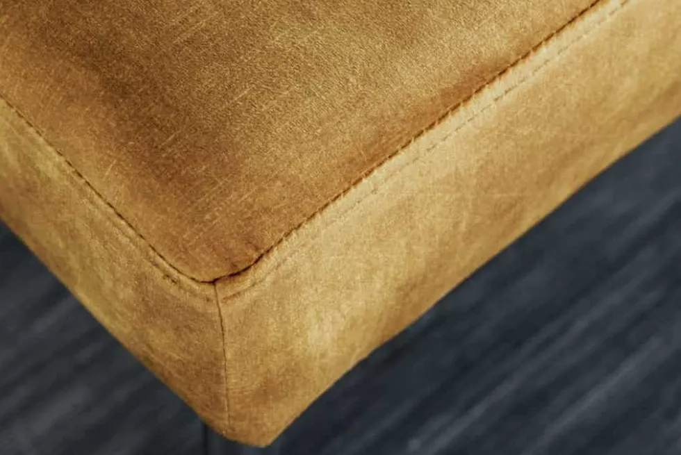 Design Sitzbank BOUTIQUE 100cm senfgelb Samt schwarze Metallbeine