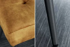 Design Sitzbank BOUTIQUE 100cm senfgelb Samt schwarze Metallbeine