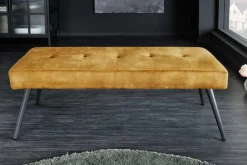 Design Sitzbank BOUTIQUE 100cm senfgelb Samt schwarze Metallbeine