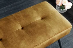 Design Sitzbank BOUTIQUE 100cm senfgelb Samt schwarze Metallbeine