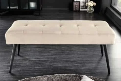 Design Sitzbank BOUTIQUE 100cm champagner Samt schwarze Metallbeine