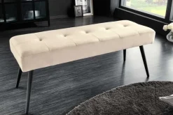 Design Sitzbank BOUTIQUE 100cm champagner Samt schwarze Metallbeine