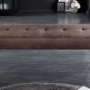 Design Sitzbank BOUTIQUE 100cm antik braun Microfaser schwarze Metallbeine Polsterbank