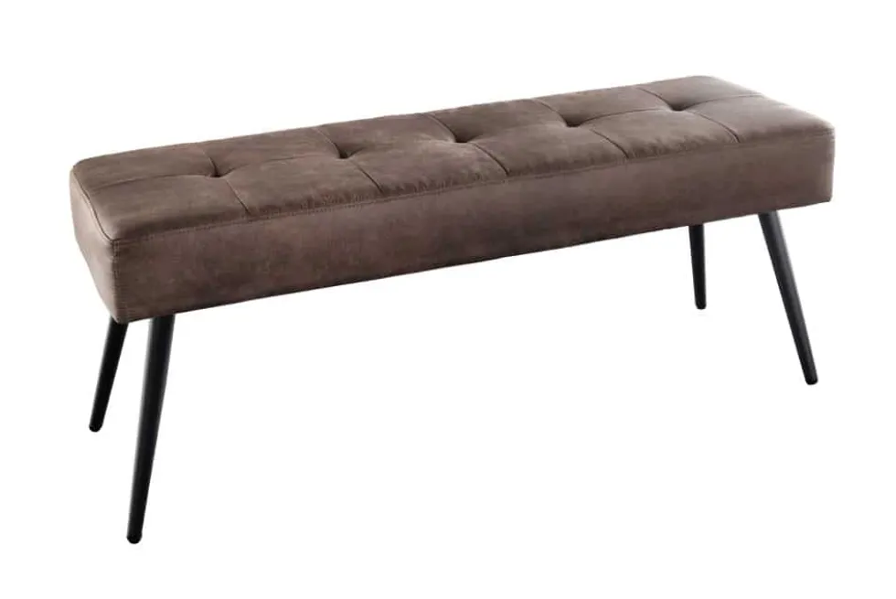 Design Sitzbank BOUTIQUE 100cm antik braun Microfaser schwarze Metallbeine Polsterbank