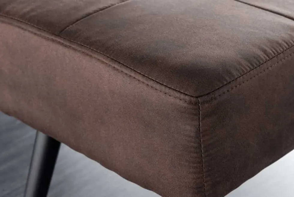 Design Sitzbank BOUTIQUE 100cm antik braun Microfaser schwarze Metallbeine Polsterbank