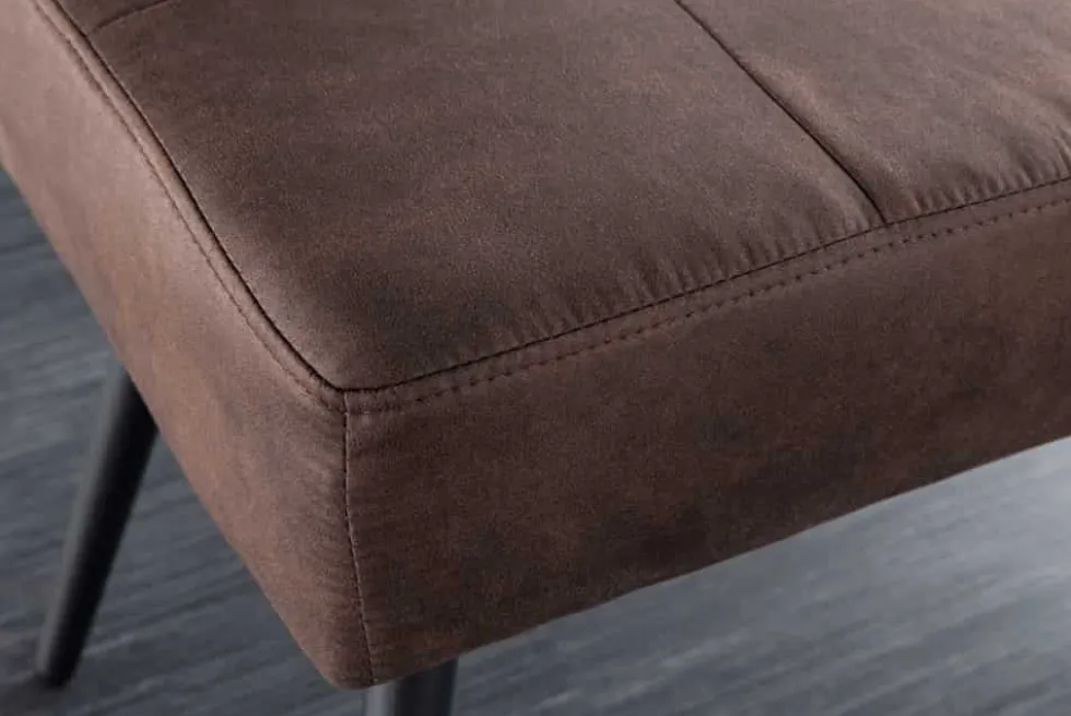 Design Sitzbank BOUTIQUE 100cm antik braun Microfaser schwarze Metallbeine Polsterbank