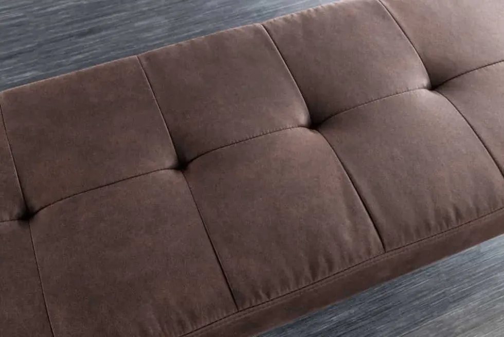 Design Sitzbank BOUTIQUE 100cm antik braun Microfaser schwarze Metallbeine Polsterbank