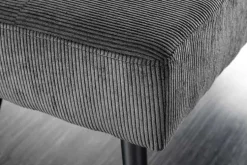 Design Sitzbank BOUTIQUE 100cm dunkelgrau Cord schwarze Metallbeine