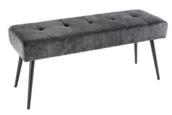 Design Sitzbank BOUTIQUE 100cm dunkelgrau Cord schwarze Metallbeine