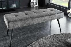 Design Sitzbank BOUTIQUE 100cm dunkelgrau Cord schwarze Metallbeine