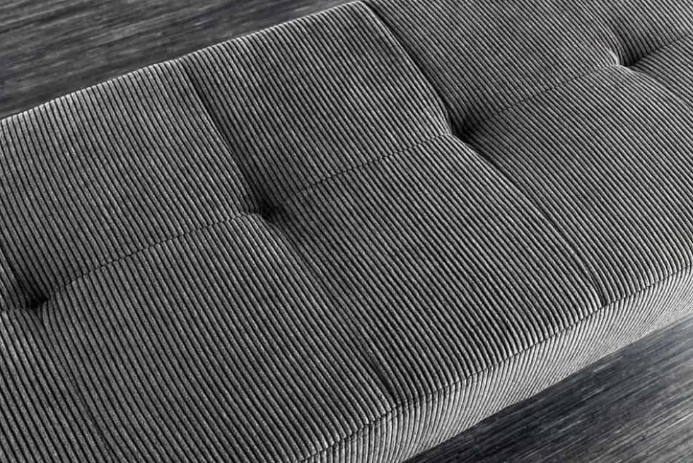 Design Sitzbank BOUTIQUE 100cm dunkelgrau Cord schwarze Metallbeine