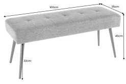 Design Sitzbank BOUTIQUE 100cm grün Cord schwarze Metallbeine