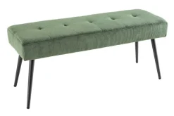 Design Sitzbank BOUTIQUE 100cm grün Cord schwarze Metallbeine