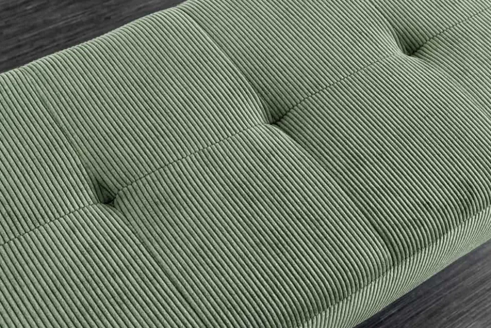 Design Sitzbank BOUTIQUE 100cm grün Cord schwarze Metallbeine
